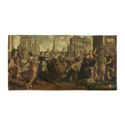 Solomon and the Queen of Sheba beach towel