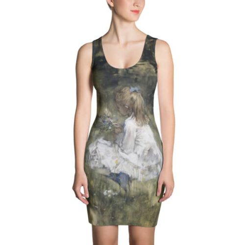 A Girl with Flowers on the Grass dress