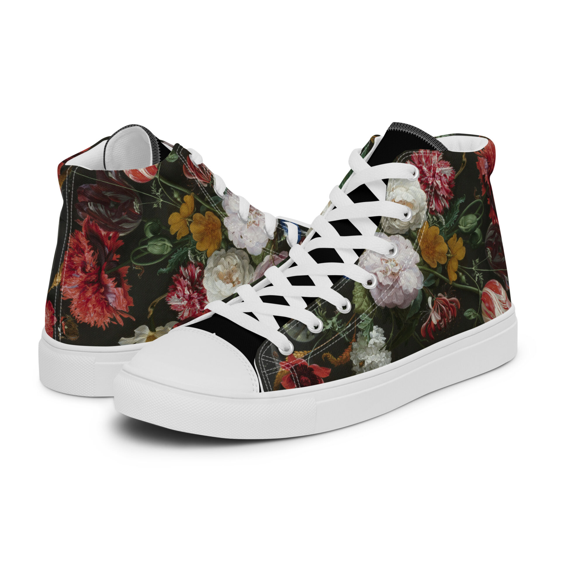 Still Life with Flowers in a Glass Vase high top canvas shoes (women)